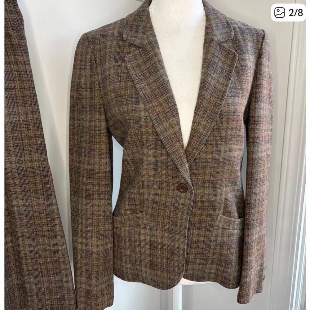 Miss Pendleton Vintage Virgin Wool Skirt Blazer Set Plaid Brown Size 4 / Small - Picture 2 of 8